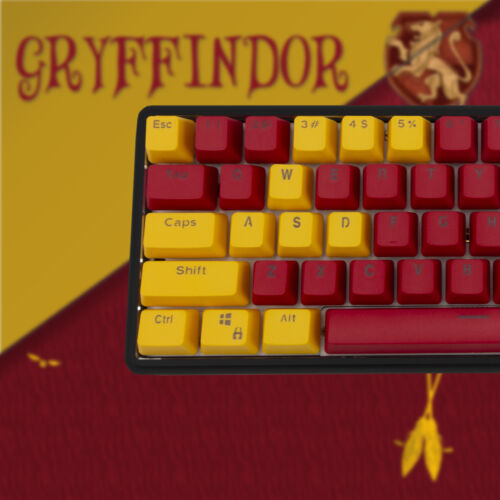 60% herní mechanická klávesnice v barvě Gryffindor - hliník detail