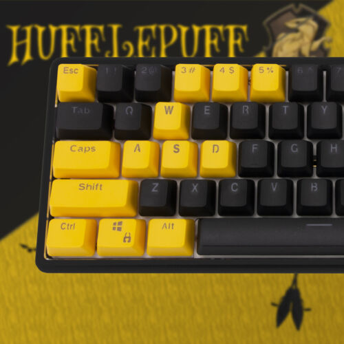 60% herní mechanická klávesnice v barvě Hufflepuff - hliník deatil