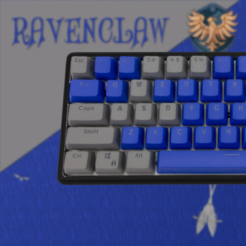 60% herní mechanická klávesnice v barvě Ravenclaw - hliník detail